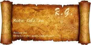 Rohr Géza névjegykártya